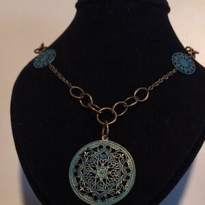 Turquoise Colored Medallion Necklace